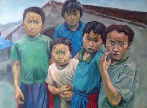 Village children, 90x120cm