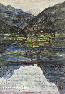 BongNui#12,17 x 23.5cm,acrylic on calendar,2017