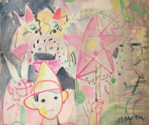 Mid-autunm festival, 47 x 57cm, gouache on paper, 1972, LeCongThanh