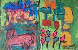Horse in spring, 57 x 84 cm, gouache on newspaper, 2015 -ntn