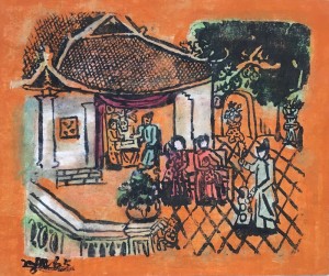 Illustration for Kieu Tale by Nguyen Tu Nghiem, woodcut print on paper, 22x27.5cm,1965