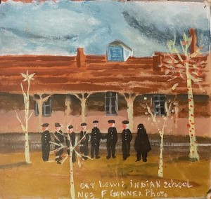 Art Lewiz Indian School, 20x22cm, gouache onpaper,2022