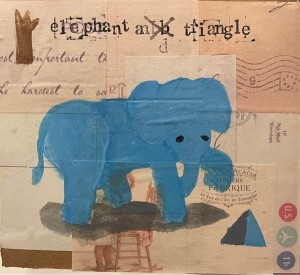 Elephant and triangle, oil on paper, 15x16cm